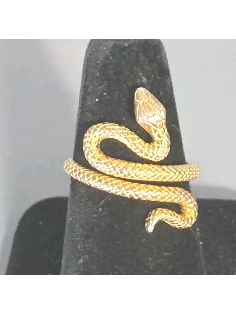 Sterling Silver Snake Ring adjustable 6.5 wrap around gold over silver ring